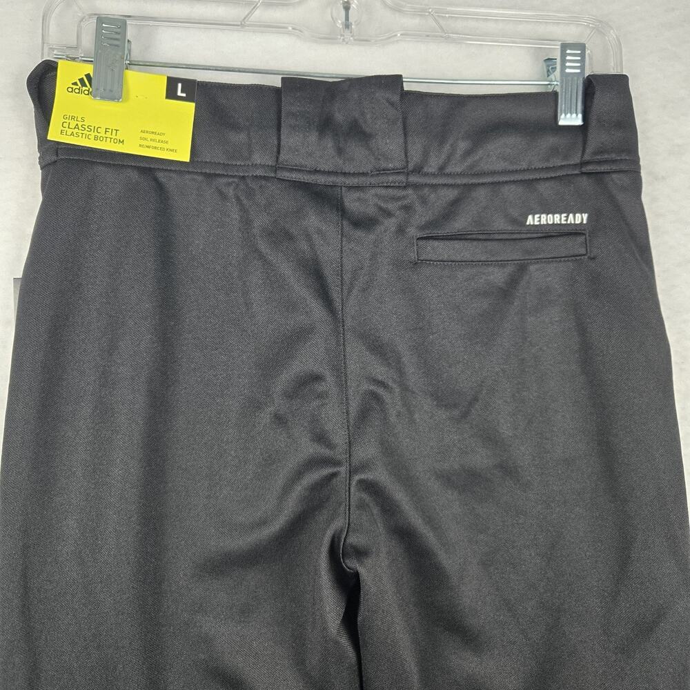 NWT Adidas Softball Pants Girls L Y13-14 Black Stretch Sporty Uniform Classic - Picture 8 of 9